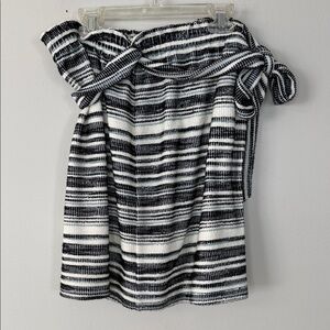 LOFT Black and White Striped Mini Skirt